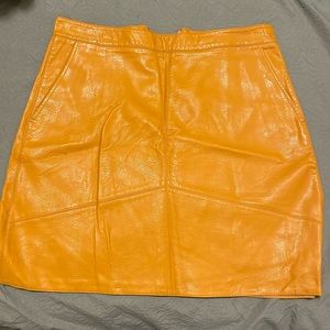 zara mustard faux leather mini skirt